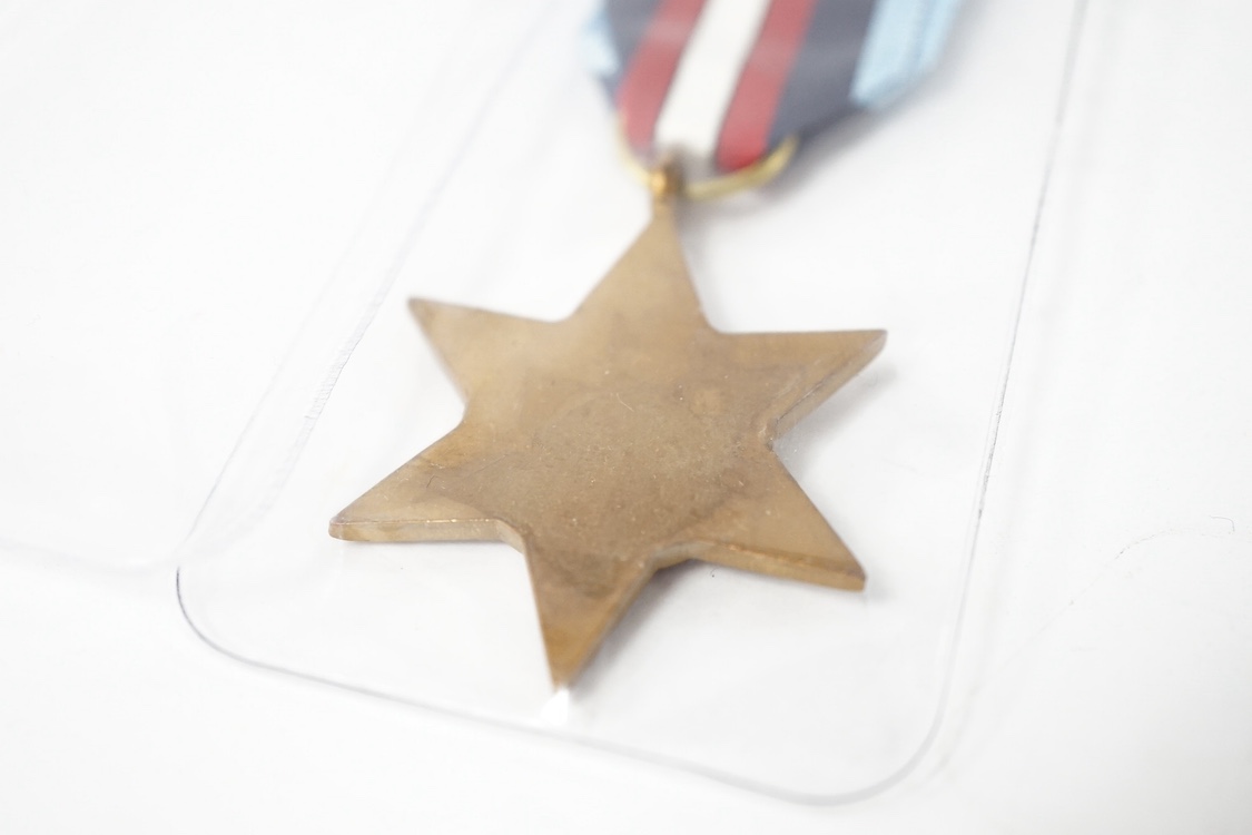 Four reproduction military medals;, an unnamed GVI Naval Conspicuous Gallantry Medal, The Air Crew Europe Star, The Artic Star, South Atlantic Medal, attributed to 24431193 PTE. S.P. Bullivant. PARA., Condition - fair to